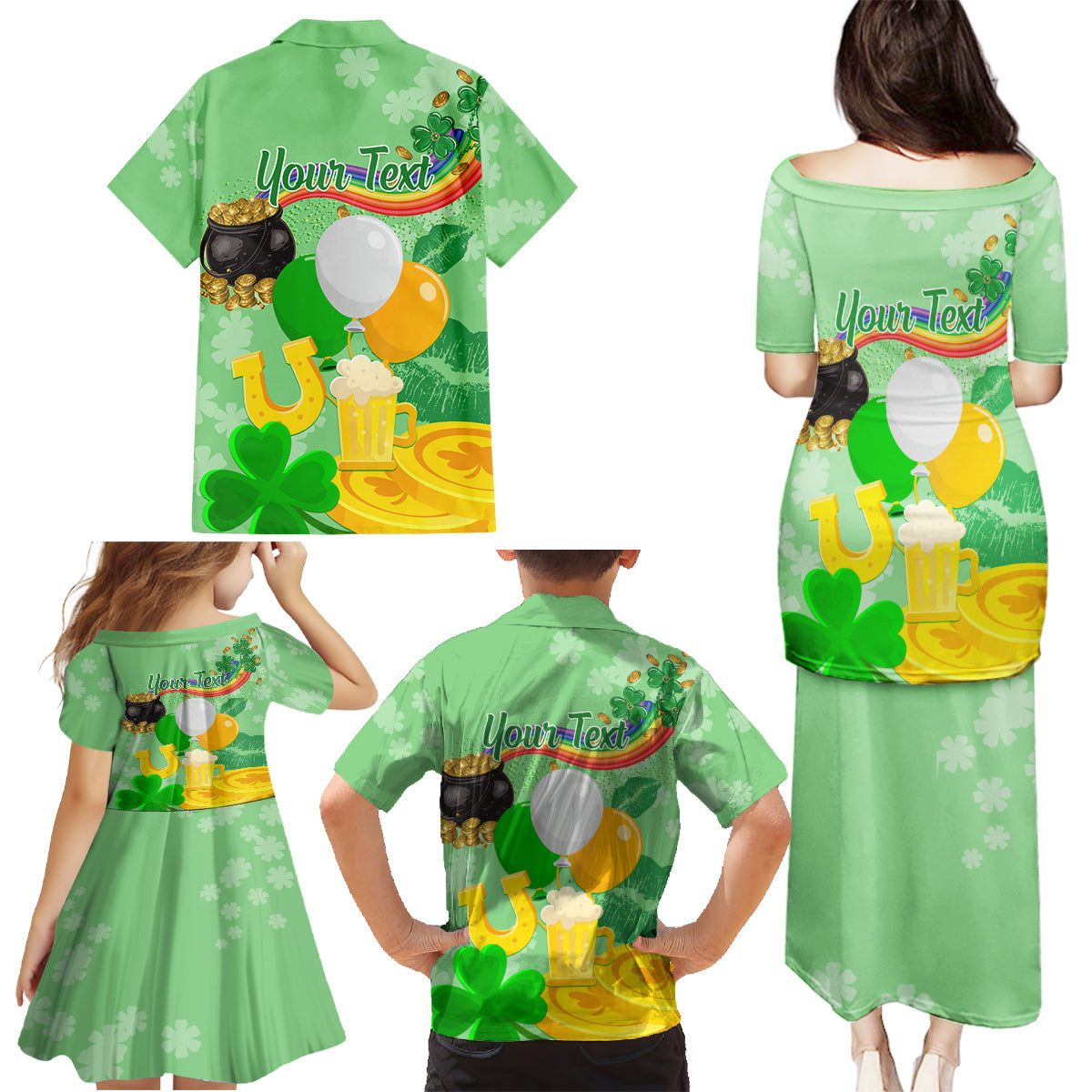 Saint Patrick Day Family Matching Puletasi and Hawaiian Shirt Shamrock To Do List - Wonder Print Shop