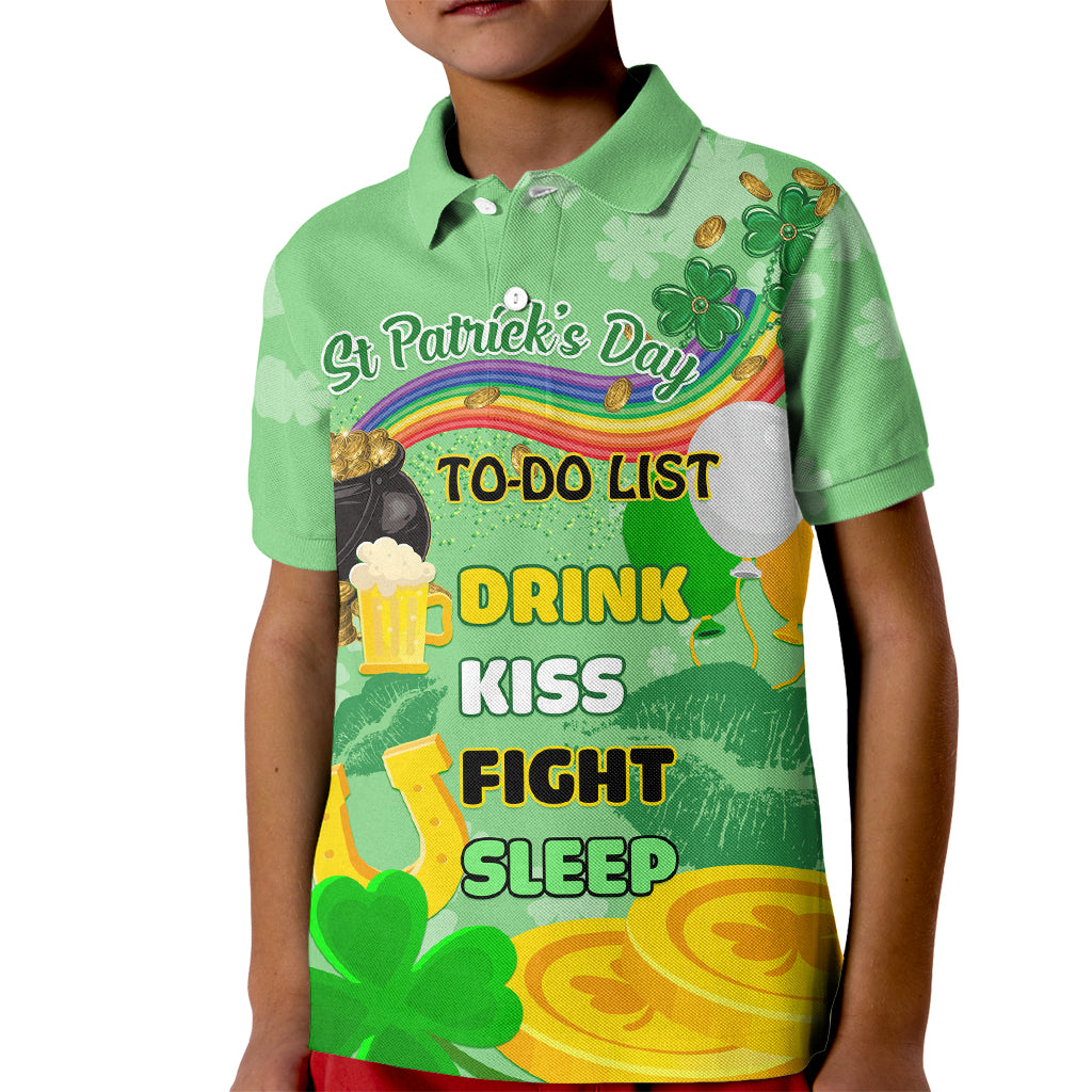 Saint Patrick Day Kid Polo Shirt Shamrock To Do List - Wonder Print Shop