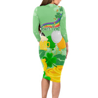 Saint Patrick Day Long Sleeve Bodycon Dress Shamrock To Do List - Wonder Print Shop