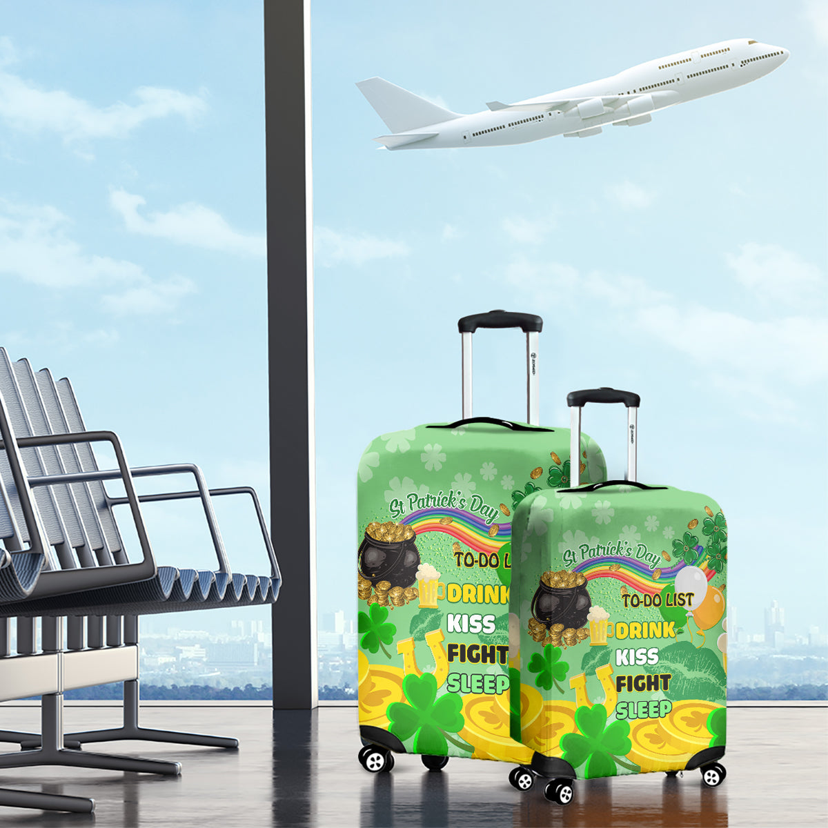 Saint Patrick Day Luggage Cover Shamrock To Do List - Wonder Print Shop