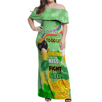 Saint Patrick Day Off Shoulder Maxi Dress Shamrock To Do List - Wonder Print Shop