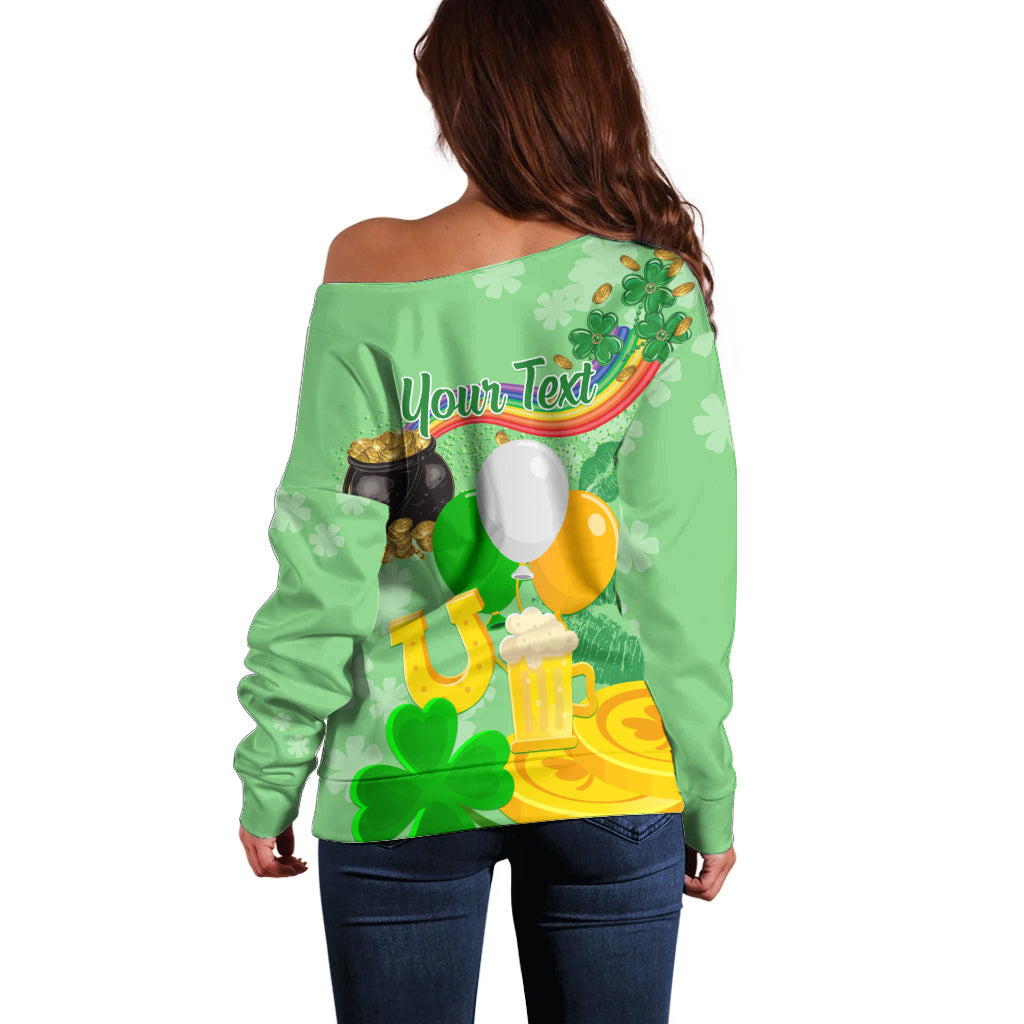 Saint Patrick Day Off Shoulder Sweater Shamrock To Do List - Wonder Print Shop