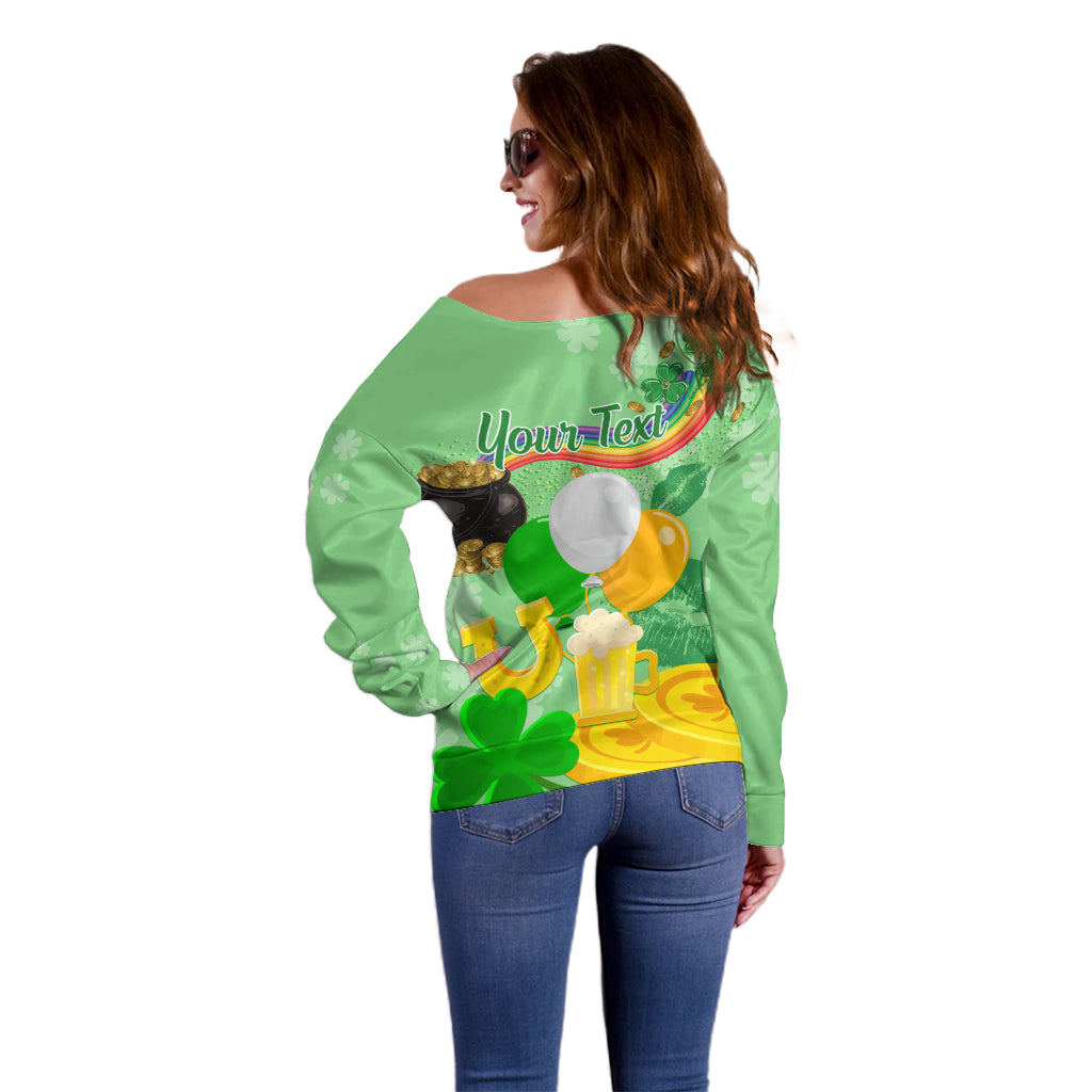 Saint Patrick Day Off Shoulder Sweater Shamrock To Do List - Wonder Print Shop