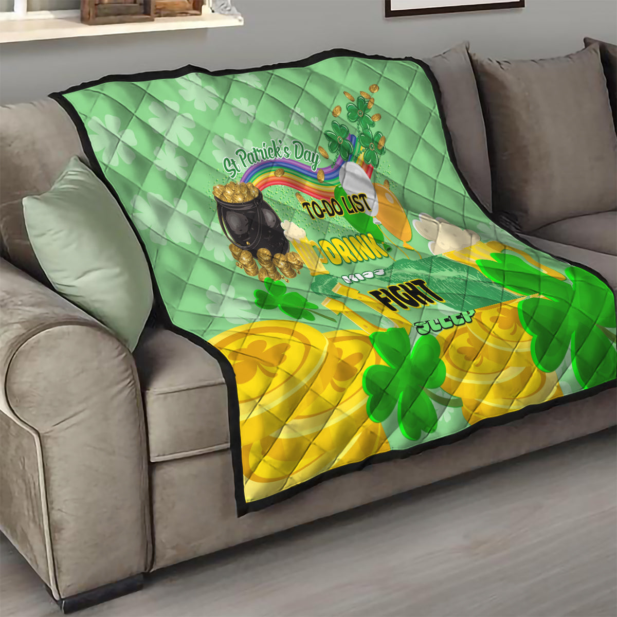 Saint Patrick Day Quilt Shamrock To Do List - Wonder Print Shop