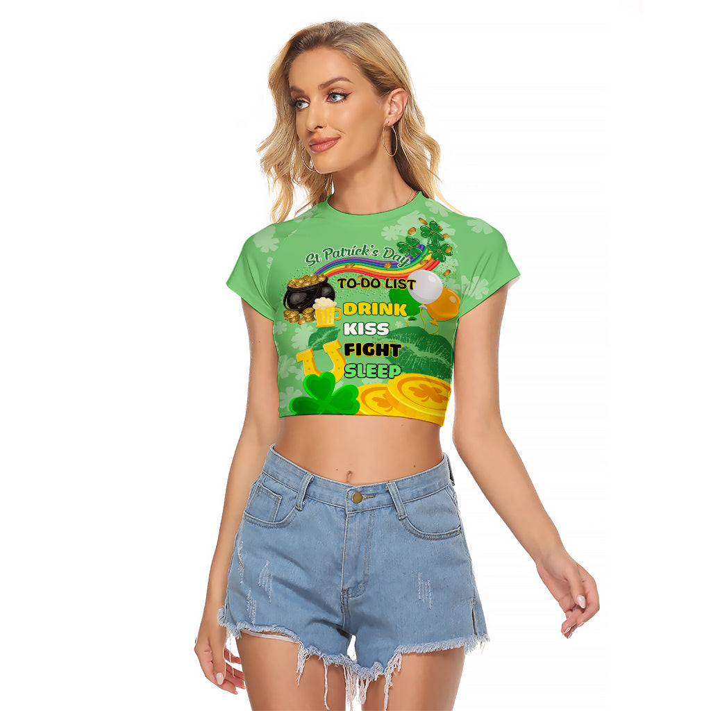 Saint Patrick Day Raglan Cropped T Shirt Shamrock To Do List - Wonder Print Shop