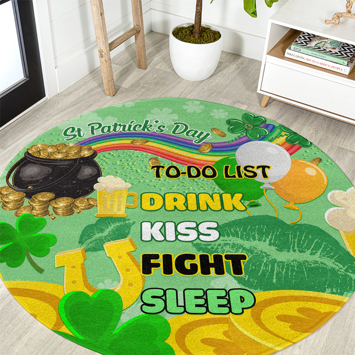Saint Patrick Day Round Carpet Shamrock To Do List