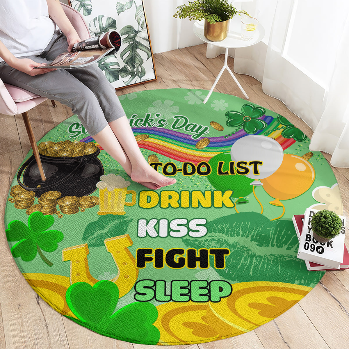 Saint Patrick Day Round Carpet Shamrock To Do List