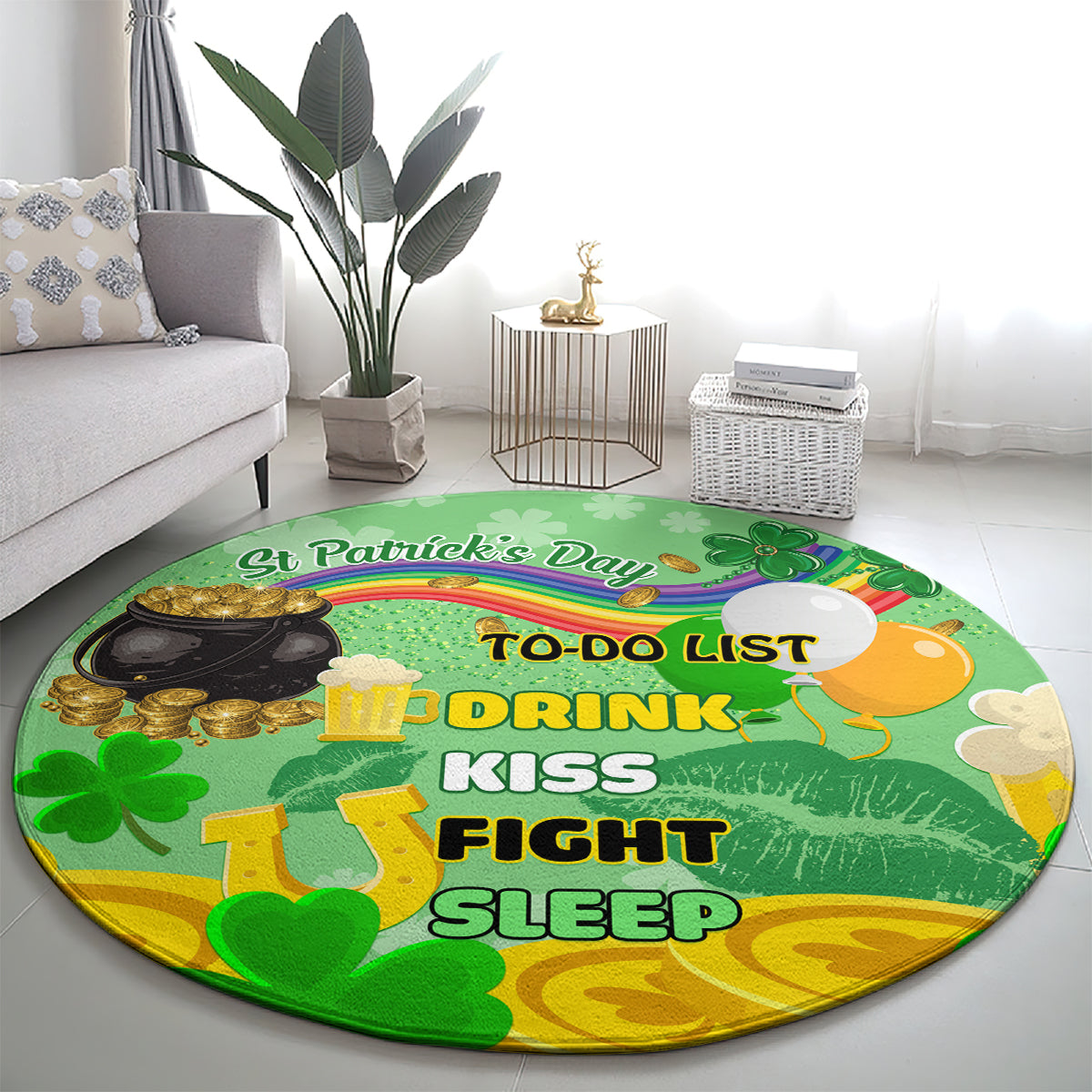 Saint Patrick Day Round Carpet Shamrock To Do List