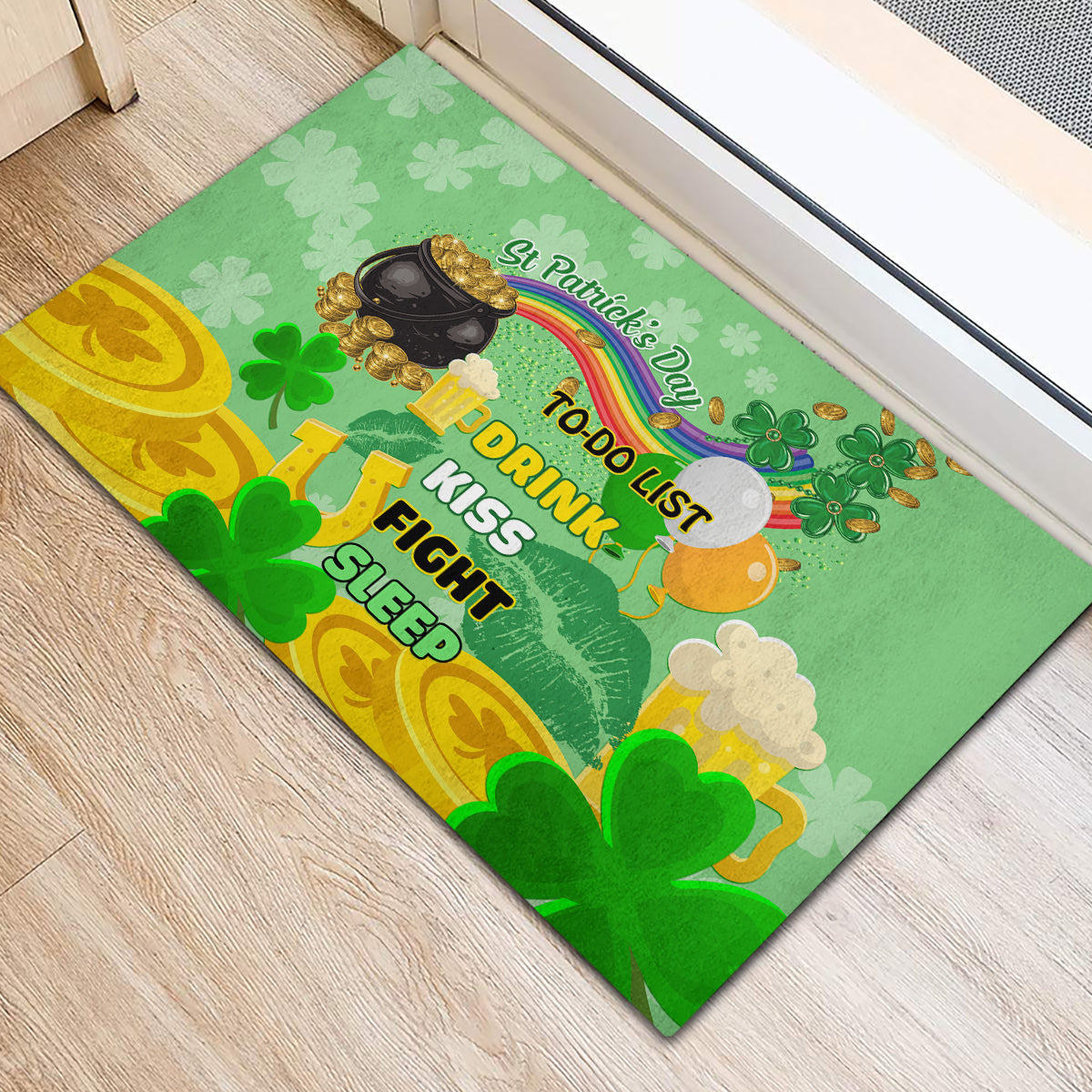 Saint Patrick Day Rubber Doormat Shamrock To Do List - Wonder Print Shop