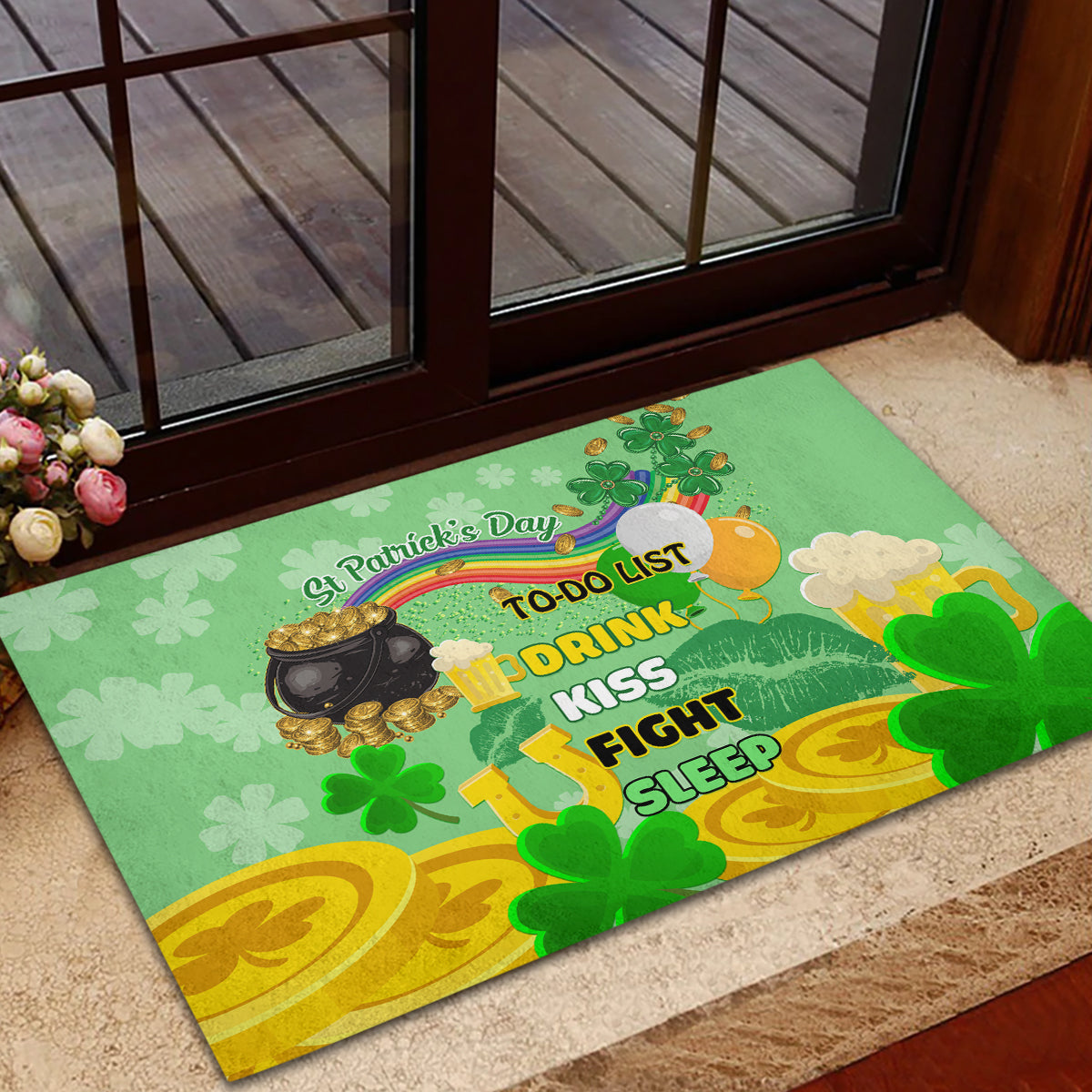 Saint Patrick Day Rubber Doormat Shamrock To Do List - Wonder Print Shop