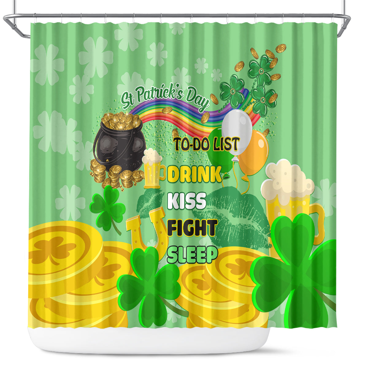 Saint Patrick Day Shower Curtain Shamrock To Do List