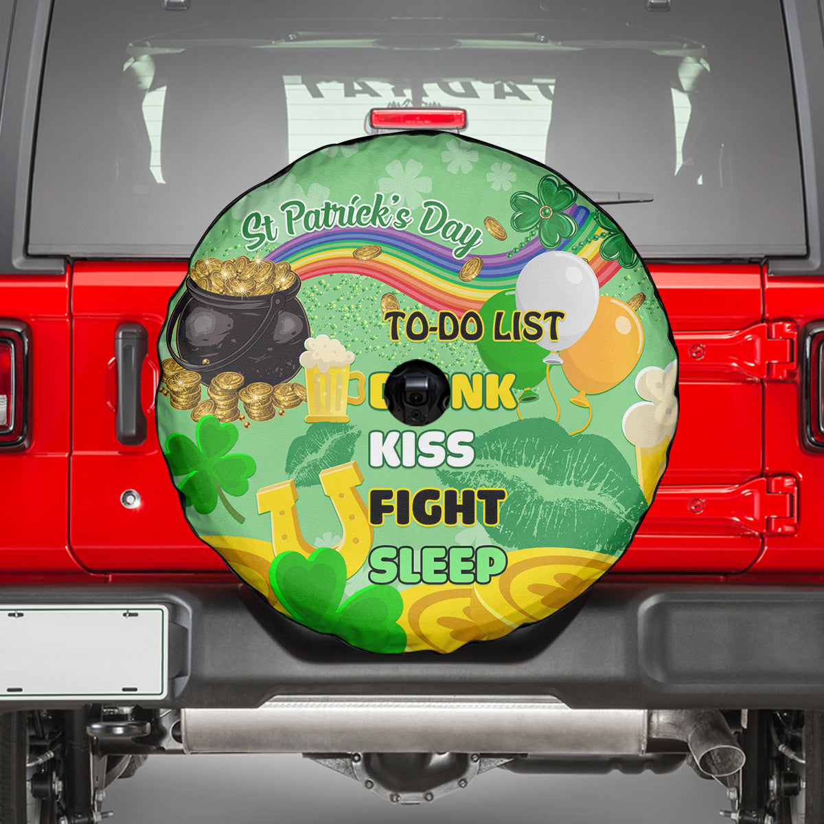 Saint Patrick Day Spare Tire Cover Shamrock To Do List - Wonder Print Shop