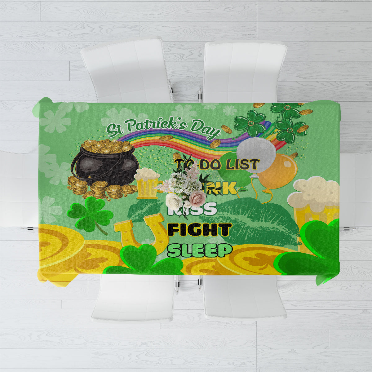 Saint Patrick Day Tablecloth Shamrock To Do List - Wonder Print Shop