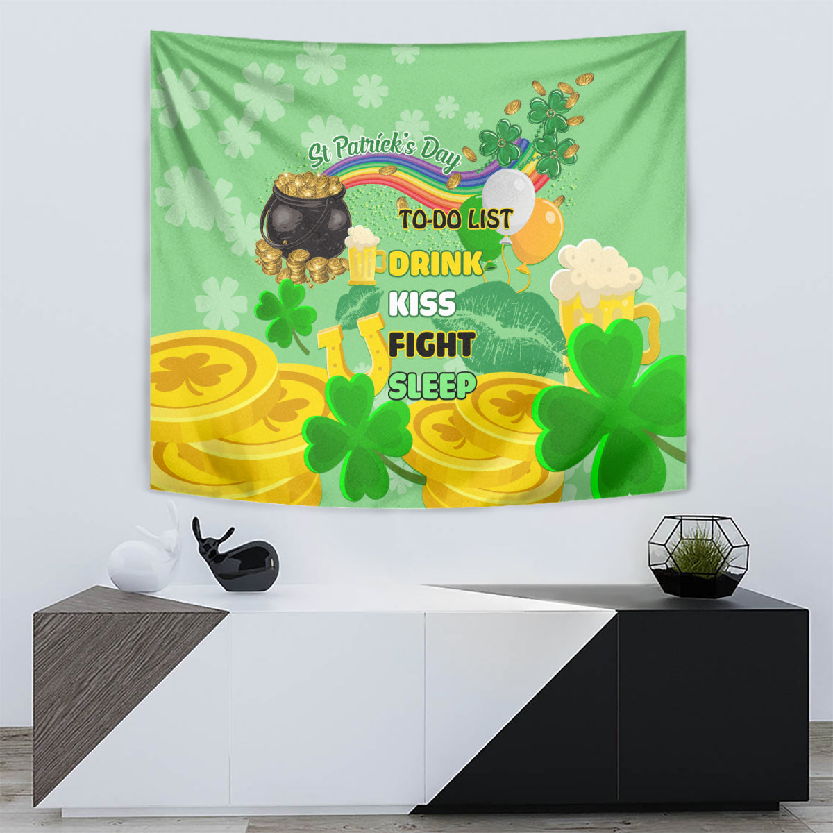 Saint Patrick Day Tapestry Shamrock To Do List - Wonder Print Shop