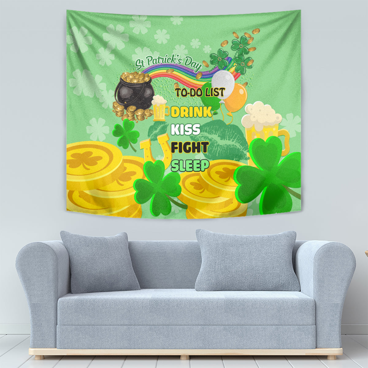Saint Patrick Day Tapestry Shamrock To Do List - Wonder Print Shop