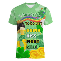 Saint Patrick Day Women V Neck T Shirt Shamrock To Do List - Wonder Print Shop