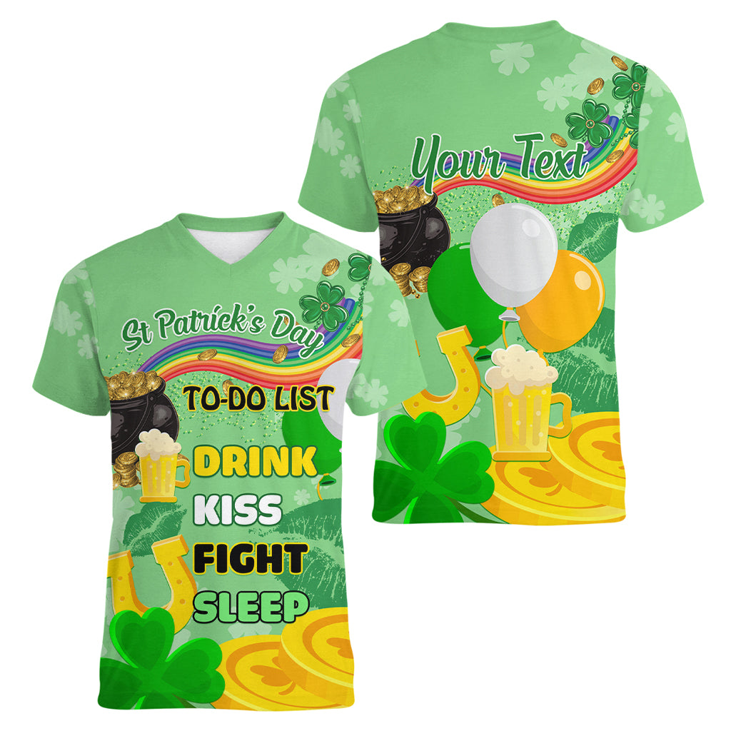 Saint Patrick Day Women V Neck T Shirt Shamrock To Do List - Wonder Print Shop
