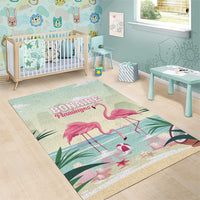 Bonaire Flamingos Area Rug Summer Time Beach Concept