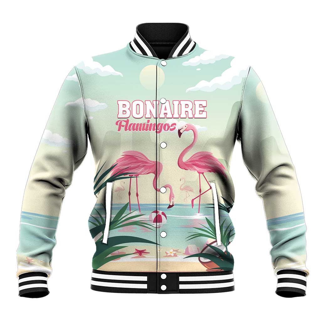 Personalised Bonaire Flamingos Baseball Jacket Summer Time Beach Concept