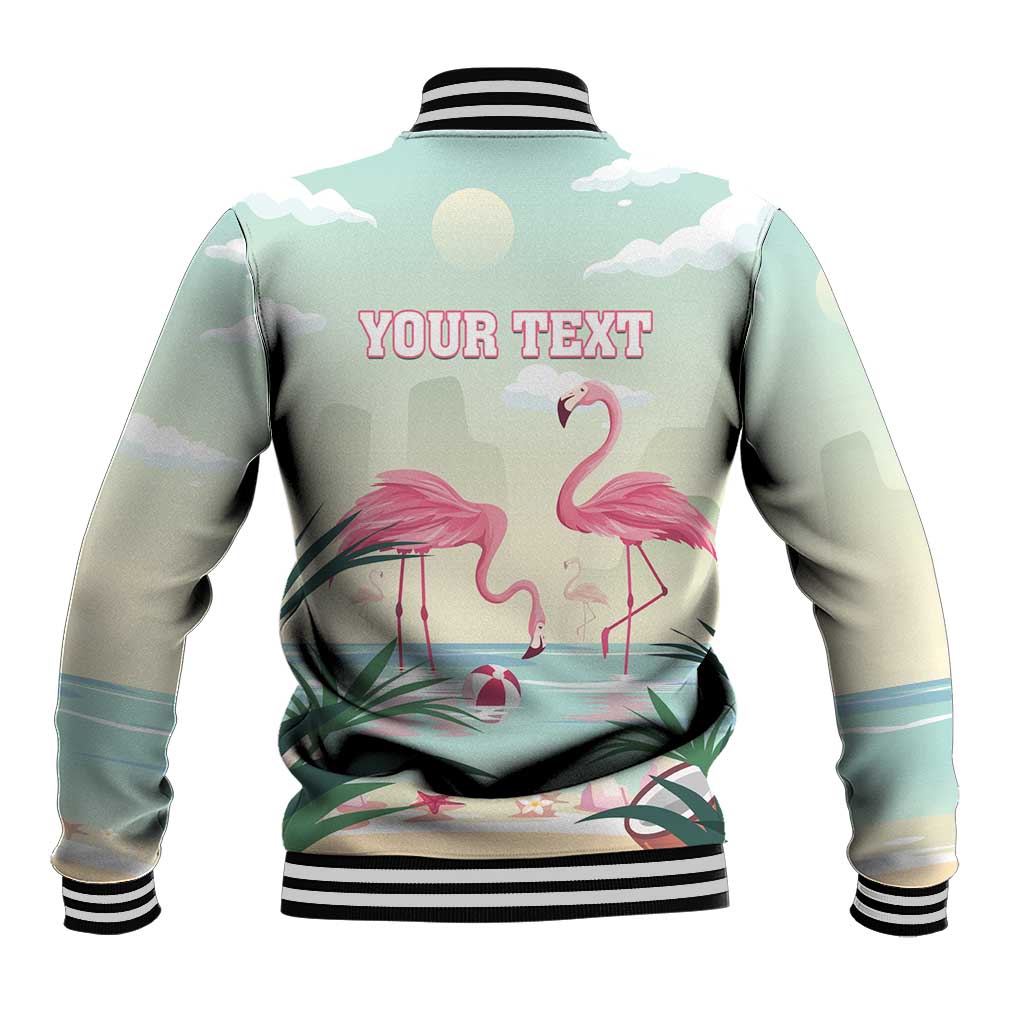Personalised Bonaire Flamingos Baseball Jacket Summer Time Beach Concept