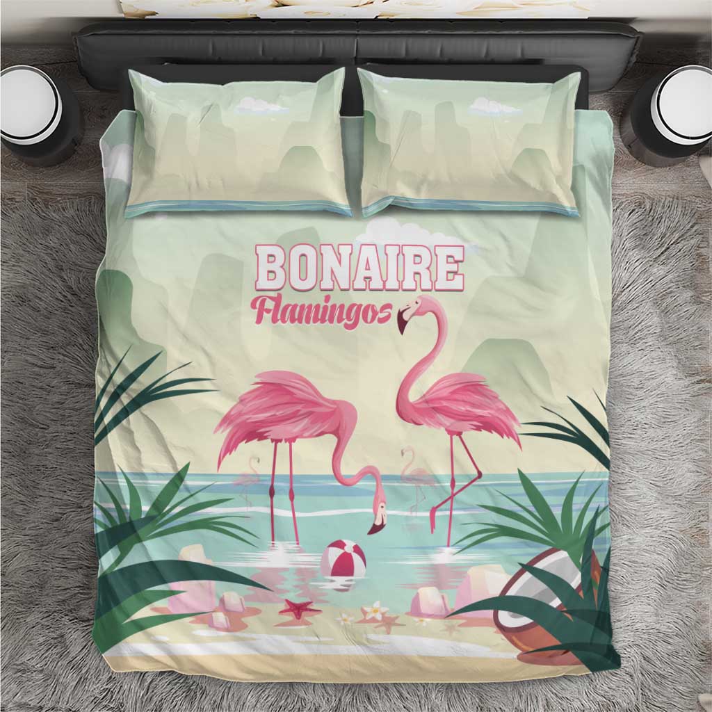 Bonaire Flamingos Bedding Set Summer Time Beach Concept