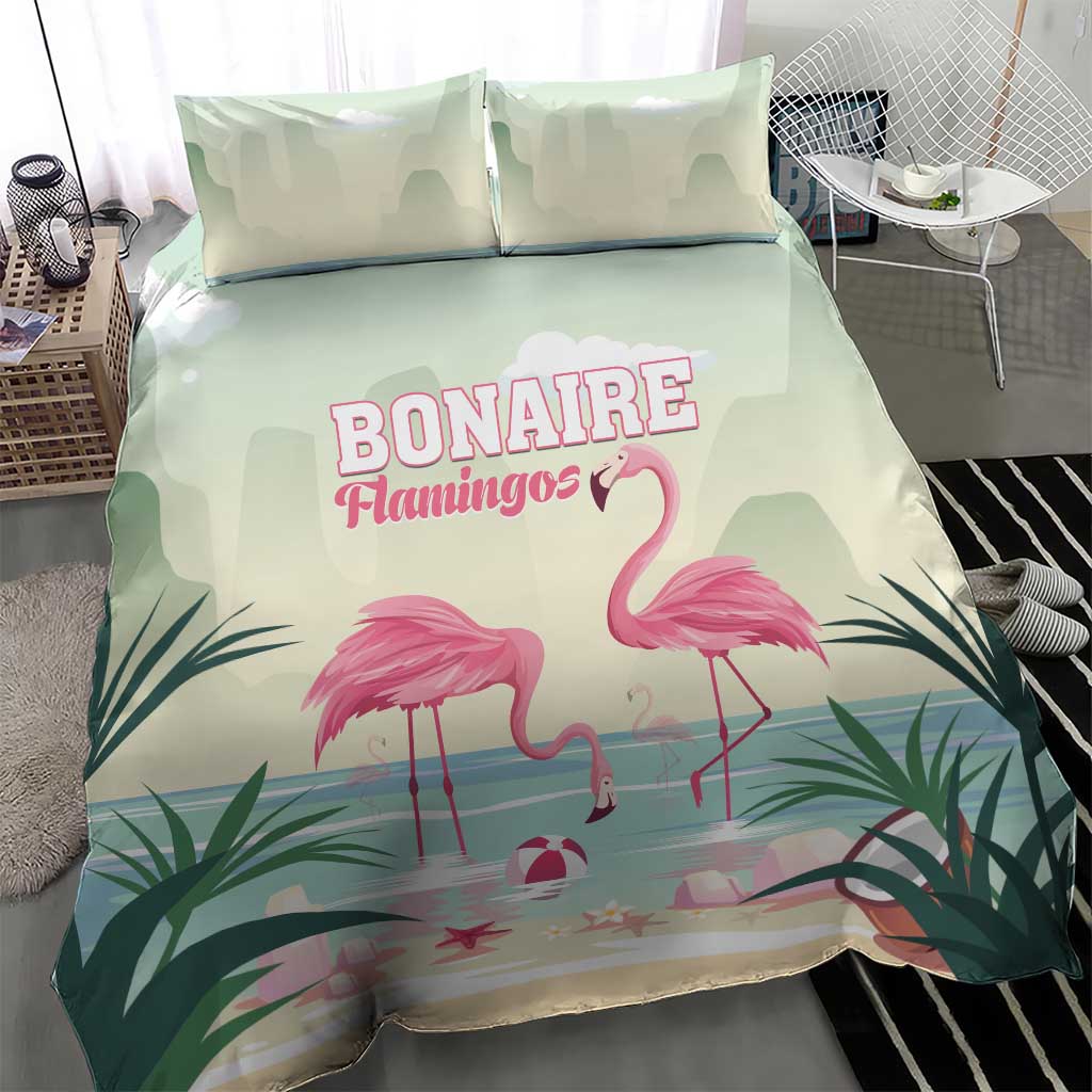Bonaire Flamingos Bedding Set Summer Time Beach Concept