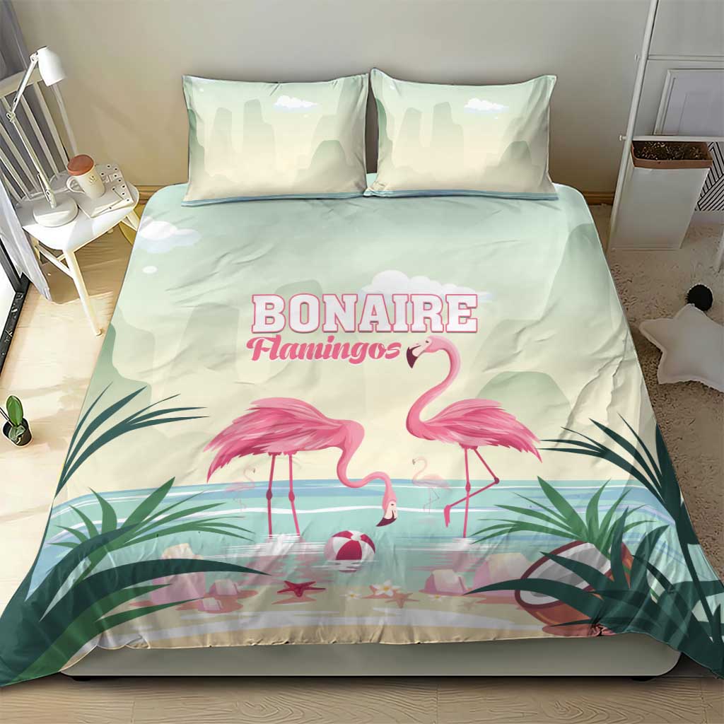Bonaire Flamingos Bedding Set Summer Time Beach Concept