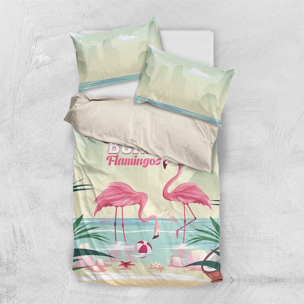 Bonaire Flamingos Bedding Set Summer Time Beach Concept