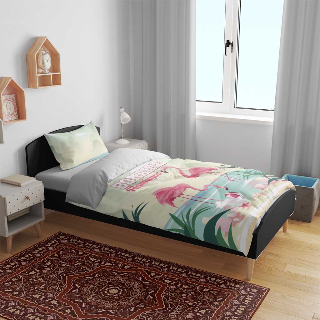 Bonaire Flamingos Bedding Set Summer Time Beach Concept