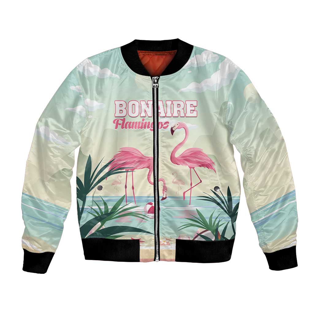 Personalised Bonaire Flamingos Bomber Jacket Summer Time Beach Concept
