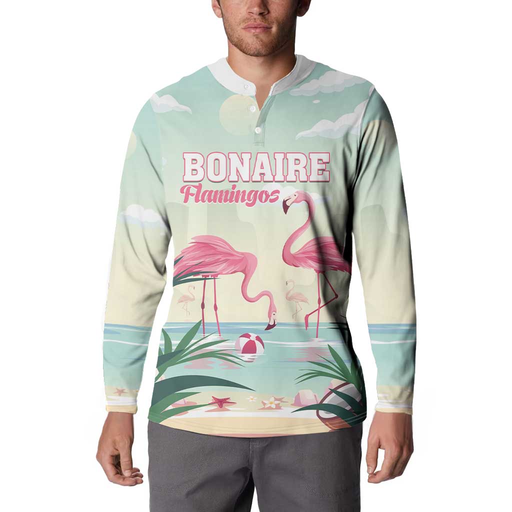 Personalised Bonaire Flamingos Button Sweatshirt Summer Time Beach Concept