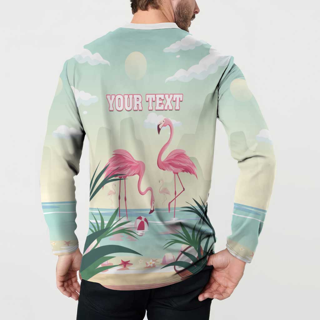 Personalised Bonaire Flamingos Button Sweatshirt Summer Time Beach Concept