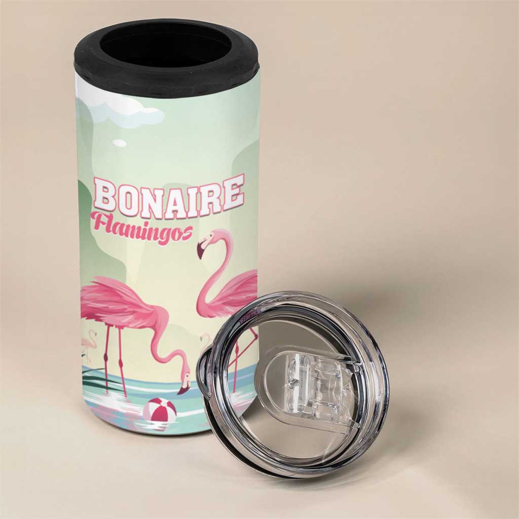 Personalised Bonaire Flamingos 4 in 1 Can Cooler Tumbler Summer Time Beach Concept
