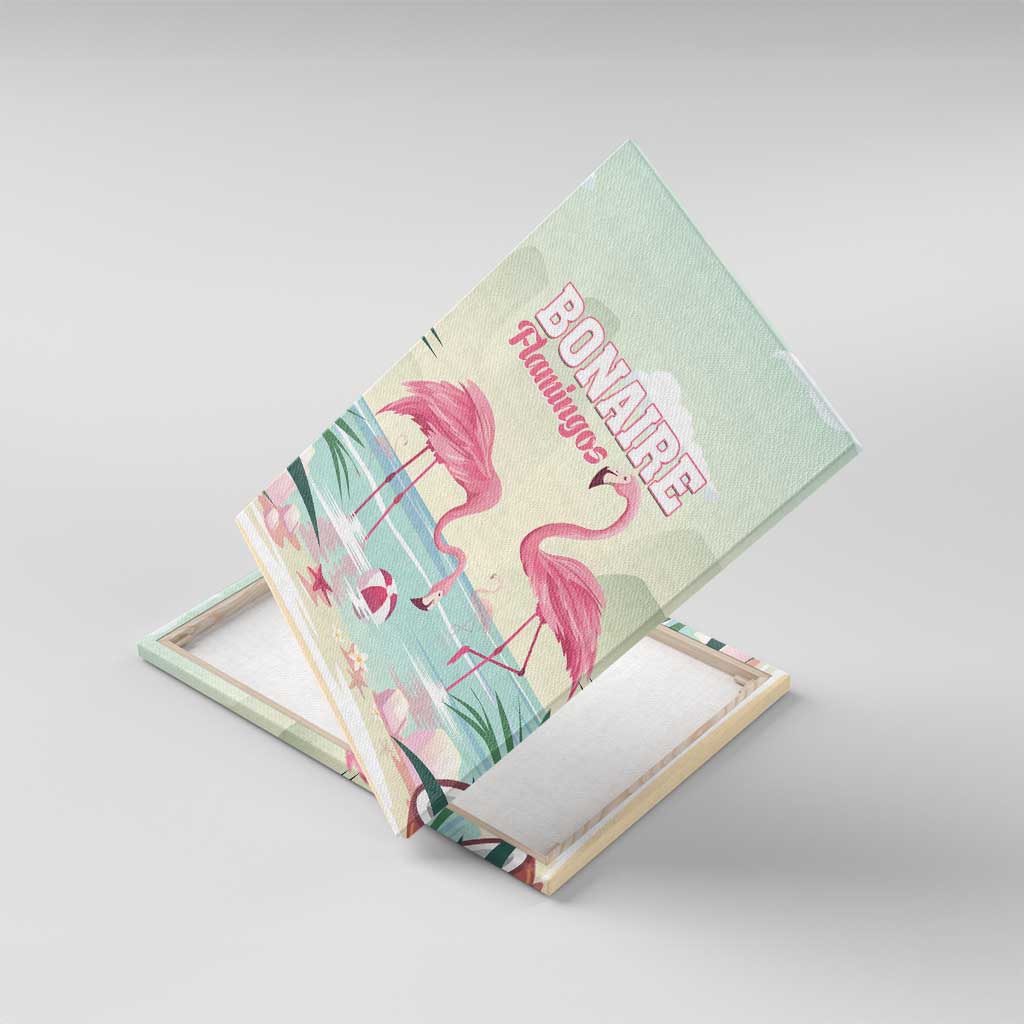 Bonaire Flamingos Canvas Wall Art Summer Time Beach Concept