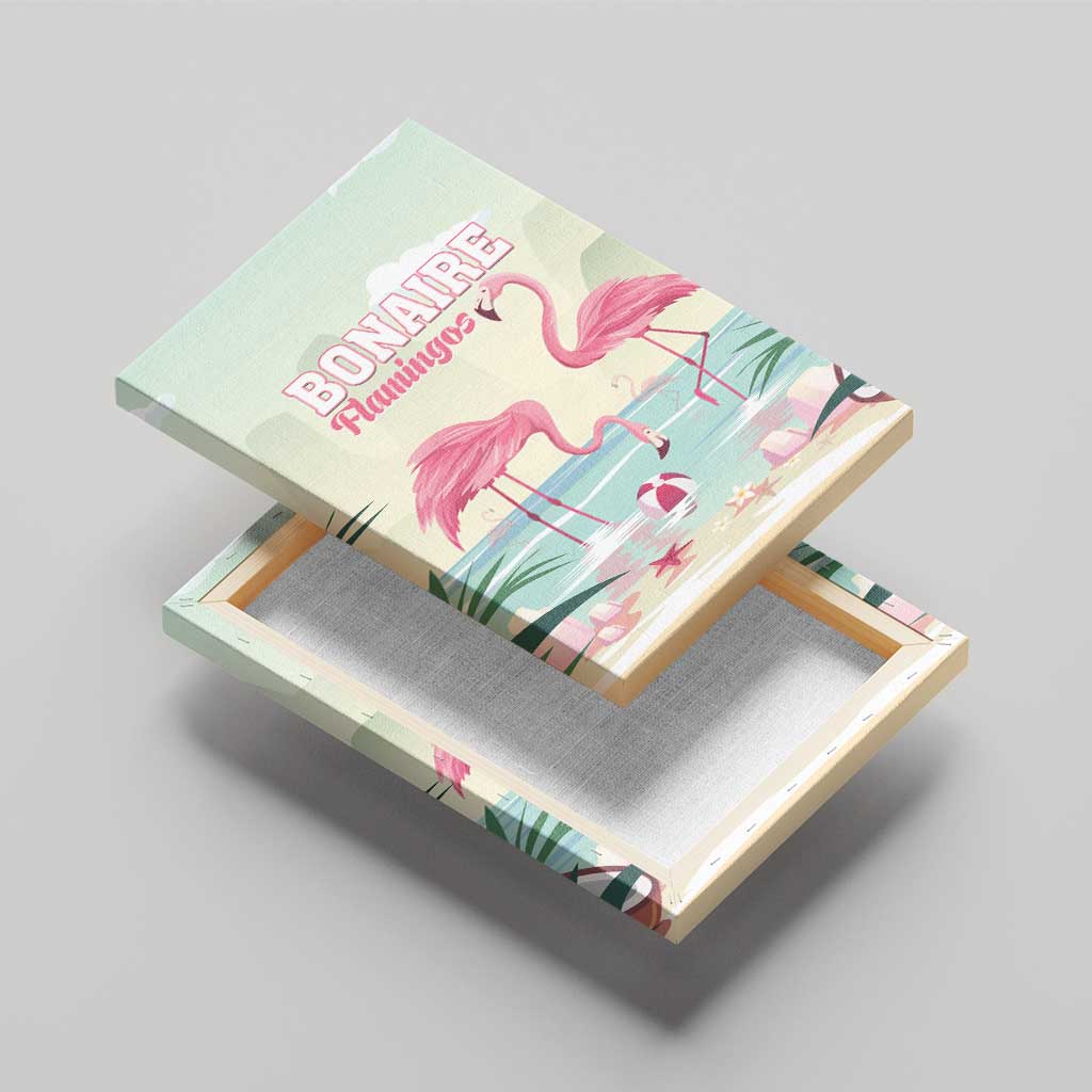 Bonaire Flamingos Canvas Wall Art Summer Time Beach Concept