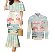 Personalised Bonaire Flamingos Couples Matching Mermaid Dress and Long Sleeve Button Shirt Summer Time Beach Concept