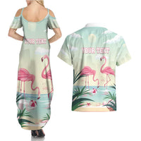 Personalised Bonaire Flamingos Couples Matching Summer Maxi Dress and Hawaiian Shirt Summer Time Beach Concept