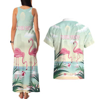 Personalised Bonaire Flamingos Couples Matching Tank Maxi Dress and Hawaiian Shirt Summer Time Beach Concept