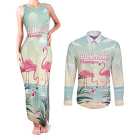 Personalised Bonaire Flamingos Couples Matching Tank Maxi Dress and Long Sleeve Button Shirt Summer Time Beach Concept