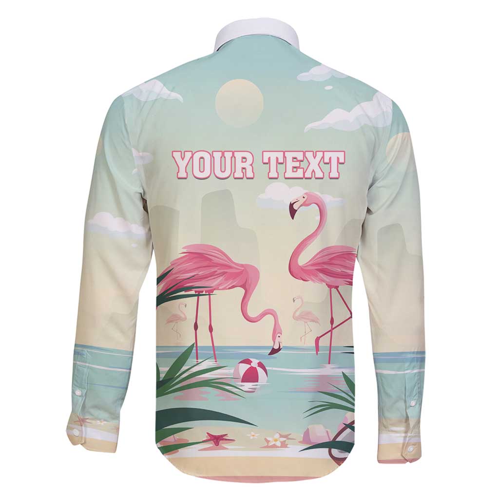 Personalised Bonaire Flamingos Family Matching Long Sleeve Bodycon Dress and Hawaiian Shirt Summer Time Beach Concept