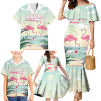 Personalised Bonaire Flamingos Family Matching Mermaid Dress and Hawaiian Shirt Summer Time Beach Concept