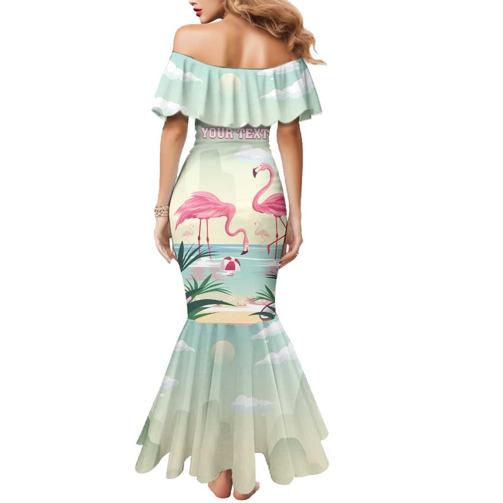 Personalised Bonaire Flamingos Family Matching Mermaid Dress and Hawaiian Shirt Summer Time Beach Concept