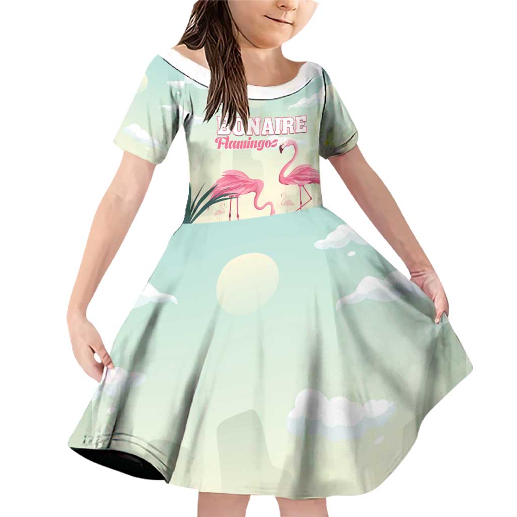 Personalised Bonaire Flamingos Family Matching Off Shoulder Short Dress and Hawaiian Shirt Summer Time Beach Concept