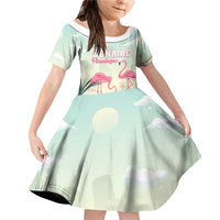 Personalised Bonaire Flamingos Family Matching Off Shoulder Short Dress and Hawaiian Shirt Summer Time Beach Concept