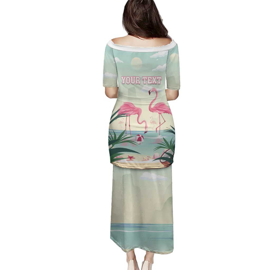 Personalised Bonaire Flamingos Family Matching Puletasi and Hawaiian Shirt Summer Time Beach Concept