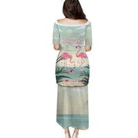Personalised Bonaire Flamingos Family Matching Puletasi and Hawaiian Shirt Summer Time Beach Concept