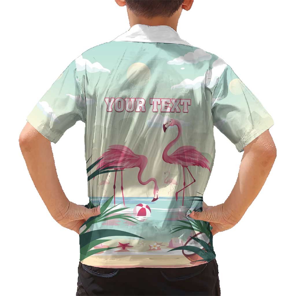 Personalised Bonaire Flamingos Family Matching Short Sleeve Bodycon Dress and Hawaiian Shirt Summer Time Beach Concept