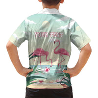 Personalised Bonaire Flamingos Family Matching Short Sleeve Bodycon Dress and Hawaiian Shirt Summer Time Beach Concept