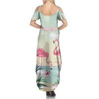 Personalised Bonaire Flamingos Family Matching Summer Maxi Dress and Hawaiian Shirt Summer Time Beach Concept