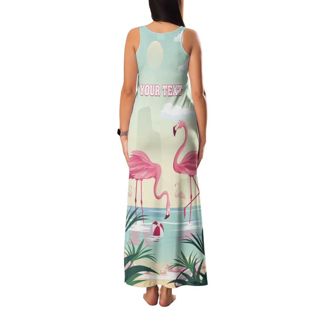 Personalised Bonaire Flamingos Family Matching Tank Maxi Dress and Hawaiian Shirt Summer Time Beach Concept